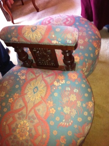 Victorian Lovers Seat ... reupholstered in modern material.